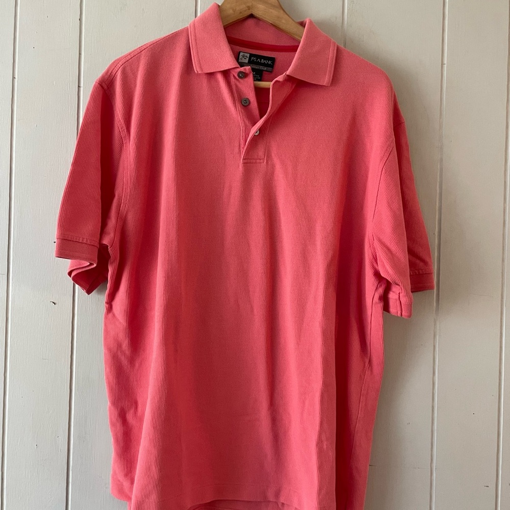 JOS. A. BANK LEADBETTER GOLF Men Pink Medium Cotton Blend Polo Shirt